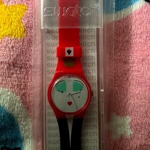 Swatch Red and Black Graphic Watch